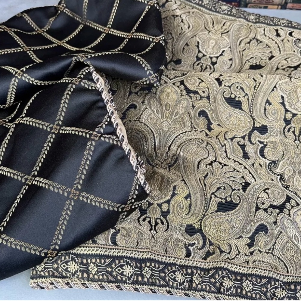 Croscill LUXURY BLACK & GOLD PAISLEY (4PC) Pillow Sham & Euro Sham Set